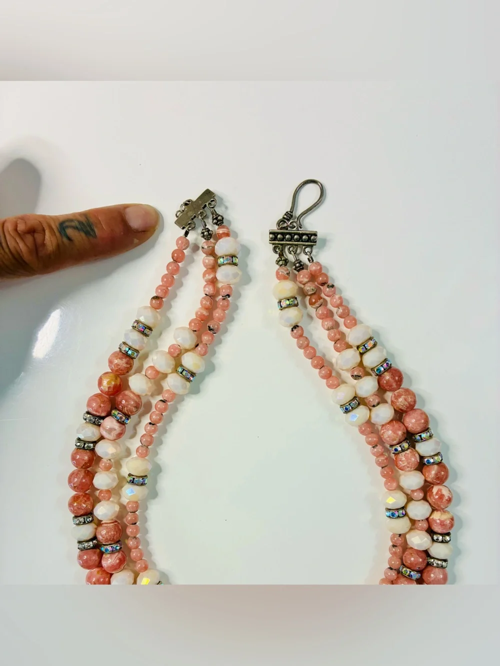 Handmade Elegant Pink Natural Stone Beaded Layered Necklace - Women Jewelry READ